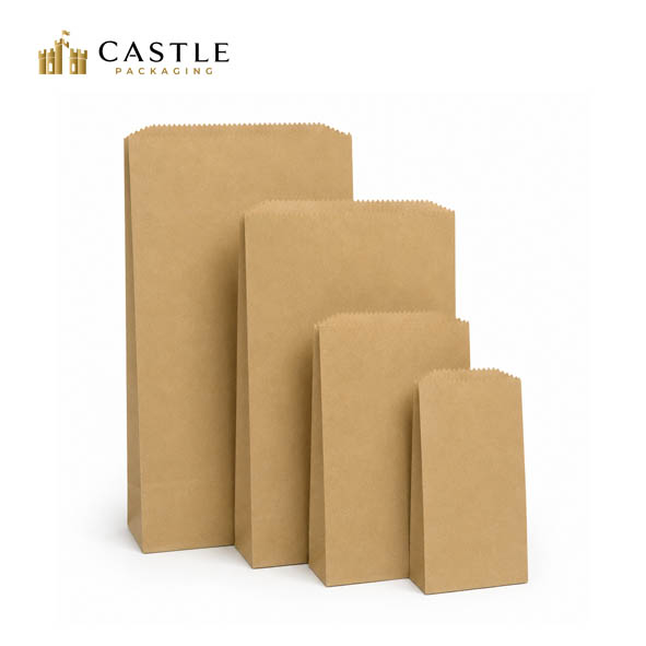 Castle Packaging V-bottom kraft paper covers without handles for bakeries and grocery stores